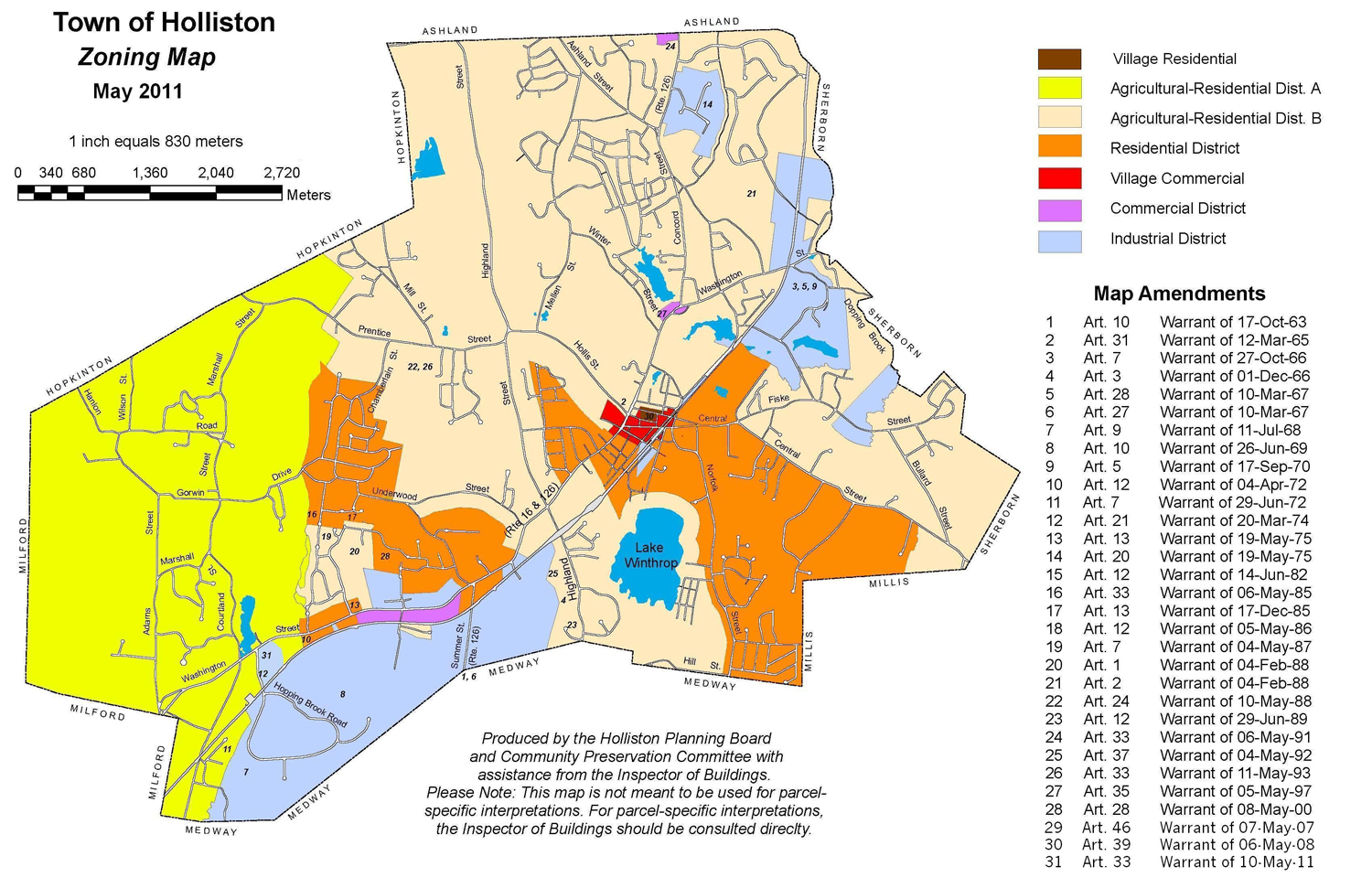 Holliston MA Zoning Map